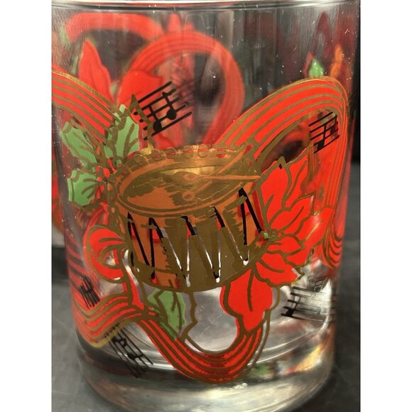 Set 4 Vintage Holiday Musical Instruments & Notes Weighted Bottom Rocks Glass - Picture 2 of 8